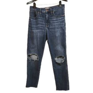 Madewell Stovepipe Cropped Ripped Distressed Denim Jeans 28